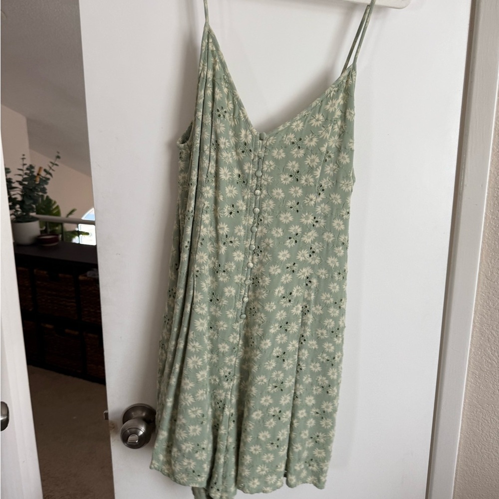 American Eagle Outfitters Green Floral Jumpsuit